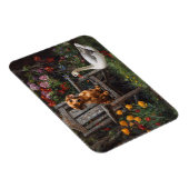 Dackel mit Gans im Garten Magnet (Rechte Seite)