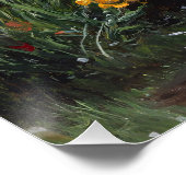 Dackel mit Gans im Garten Poster (Ecke)