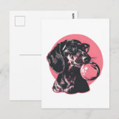 Dackel mit Gläsern und Kaugummi Postkarte (Vorne/Hinten)