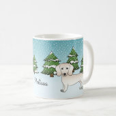 Dackel mit glatter Creme im Winterwald Kaffeetasse (VorderseiteRechts)