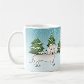 Dackel mit glatter Creme im Winterwald Kaffeetasse (Links)