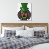 Dackel mit Green Top Hat Black Tan Leinwanddruck (Insitu (Schlafzimmer))