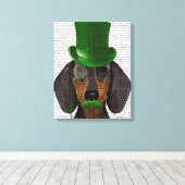 Dackel mit Green Top Hat Black Tan Leinwanddruck (Insitu (Holzboden))