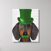 Dackel mit Green Top Hat Black Tan Leinwanddruck (Vorderseite)