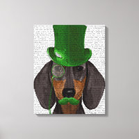 Dackel mit Green Top Hat Black Tan