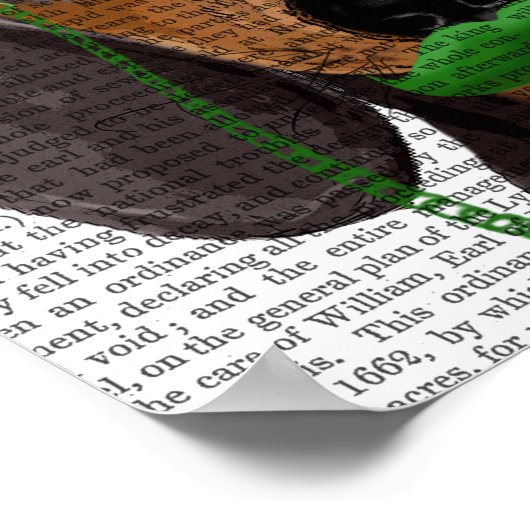 Dackel mit Green Top Hat Black Tan Poster (Ecke)
