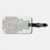 Dackel mit grünem Top Hat Black Tan 2 Gepäckanhänger (Rückseite horizontal)