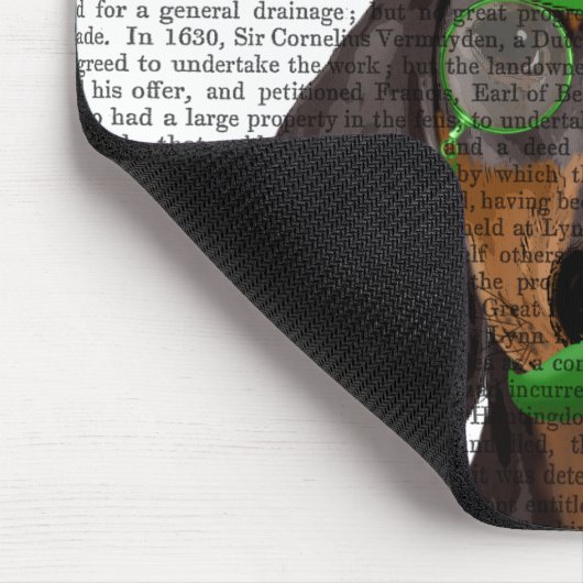 Dackel mit grünem Top Hat Black Tan 2 Mousepad (Ecke)