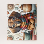 Dackel mit Kaffee Puzzle (Vertikal)