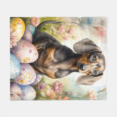 Dackel mit Ostereiern Fleecedecke (Vorderseite (Horizontal))