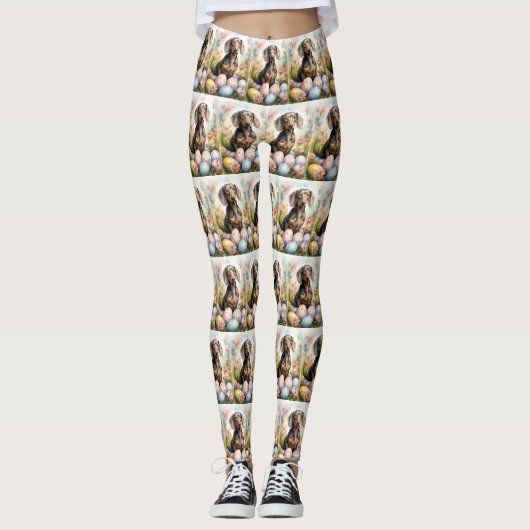 Dackel mit Ostereiern Leggings (Vorderseite)