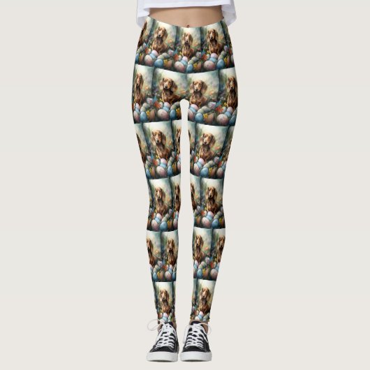Dackel mit Ostereiern Leggings (Vorderseite)