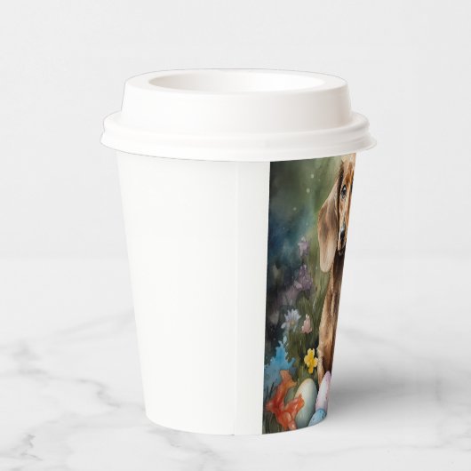 Dackel mit Ostereiern Pappbecher (Rechts)