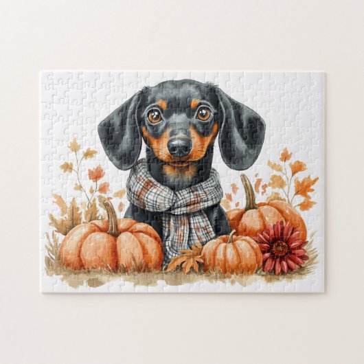 Dackel mit Pumpkins Puzzle (Horizontal)
