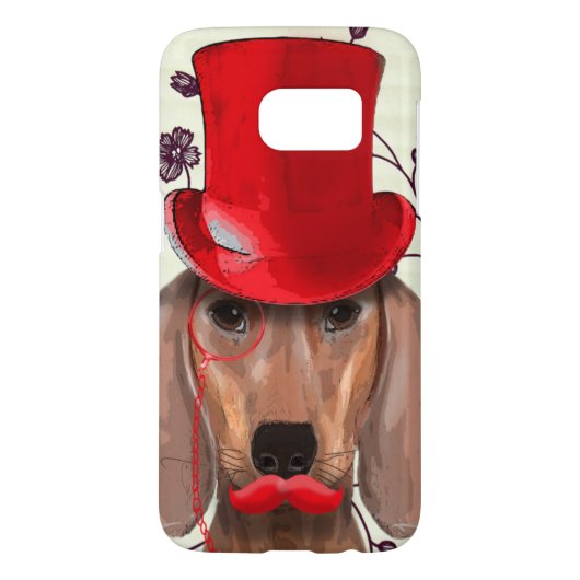 Dackel mit Red Top Hat Case-Mate Samsung Galaxy Hülle (Rückseite)