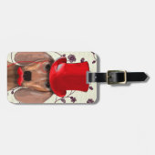 Dackel mit Red Top Hat Gepäckanhänger (Vorderseite horizontal)