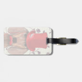 Dackel mit Red Top Hat Gepäckanhänger (Rückseite horizontal)