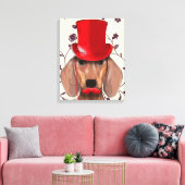 Dackel mit Red Top Hat Leinwanddruck (Insitu (Wohnzimmer))