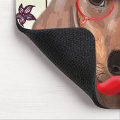 Dackel mit Red Top Hat Mousepad (Ecke)