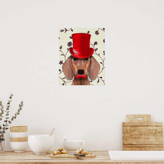 Dackel mit Red Top Hat Poster (Küche)