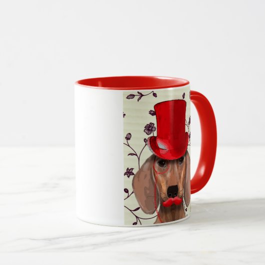 Dackel mit Red Top Hat Tasse (VorderseiteRechts)