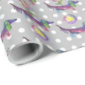 Dackel mit Regenbogen mit Blume Geschenkpapier (Rolleneckpunkt)