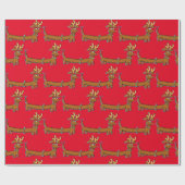 Dackel mit Reindeer Antlers Geschenkpapier (Flach)