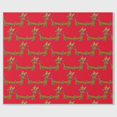 Dackel mit Reindeer Antlers zu Weihnachten Geschenkpapier (Flach)