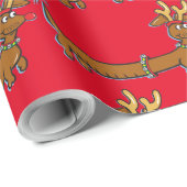 Dackel mit Rentierfäule Geschenkpapier (Rolleneckpunkt)