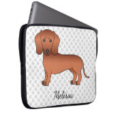 Dackel mit rotem, glattem Coat Cartoon Dog & Text Laptopschutzhülle (Vorne Rechts)