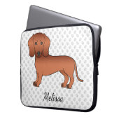 Dackel mit rotem, glattem Coat Cartoon Dog & Text Laptopschutzhülle (Vorderseite Links)