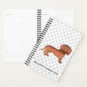 Dackel mit rotem, glattem Coat Cartoon Dog & Text Planer (Anzeige)