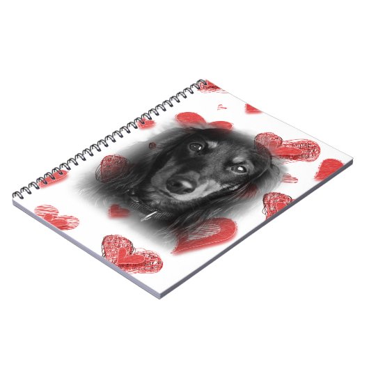Dackel mit Rotem Herzen Notizblock (Linke Seite)