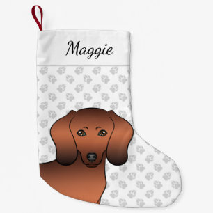 Dackel mit rotem Sättigungscoat, Dog und Name Kleiner Weihnachtsstrumpf
