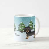 Dackel mit Schwarz-Tan-Draht im Winterwald Kaffeetasse (VorderseiteRechts)
