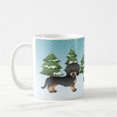 Dackel mit Schwarz-Tan-Draht im Winterwald Kaffeetasse (Links)