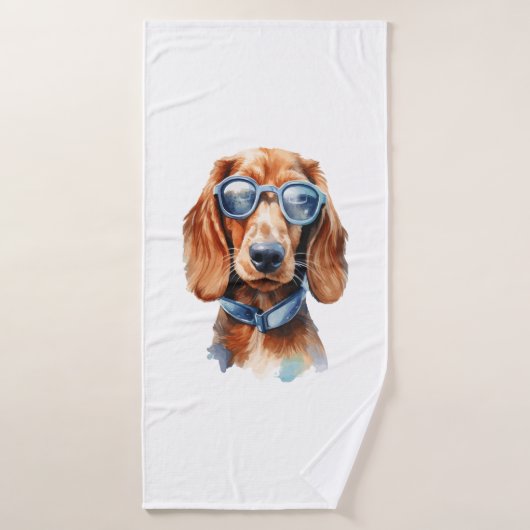 Dackel mit Sonnenbrille Badehandtuch (Badehandtuch)