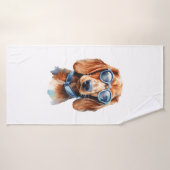 Dackel mit Sonnenbrille Badehandtuch (Badehandtuch)