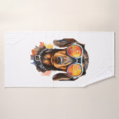 Dackel mit Sonnenbrille Badehandtuch (Badehandtuch)