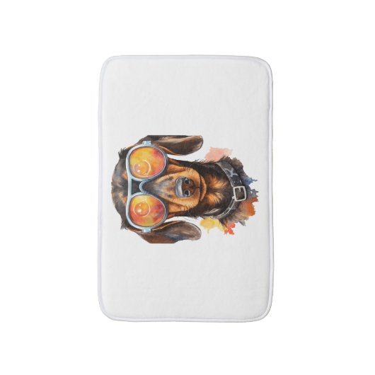 Dackel mit Sonnenbrille Badematte (Vorderseite Vertikal)