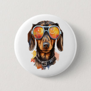 Dackel mit Sonnenbrille Button