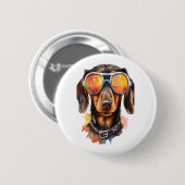 Dackel mit Sonnenbrille Button (Vorne & Hinten)