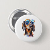 Dackel mit Sonnenbrille Button (Vorne & Hinten)
