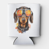 Dackel mit Sonnenbrille Dosenkühler (Vorderseite)