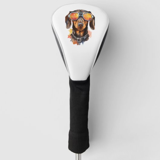 Dackel mit Sonnenbrille Golf Headcover (Vorderseite)