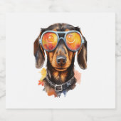 Dackel mit Sonnenbrille Schaumweinetikett (Einzelnes Label)