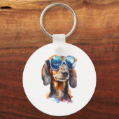 Dackel mit Sonnenbrille Schlüsselanhänger (Vorderseite)