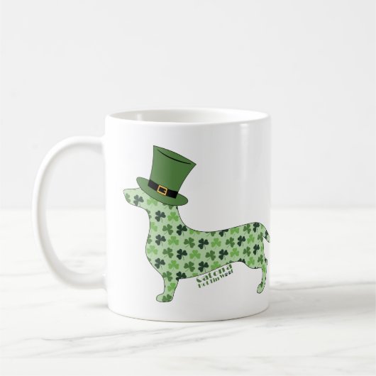 Dackel mit St. Patrick's Day Hat Kaffeetasse (Links)