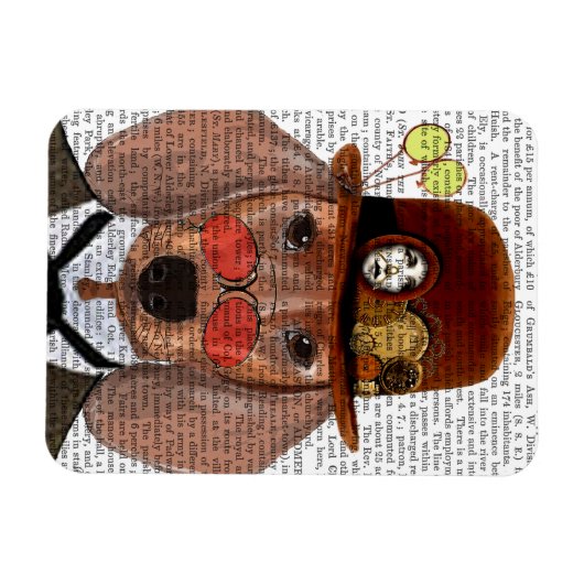 Dackel mit Steampunk Bowler Hat Magnet (Horizontal)