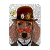 Dackel mit Steampunk Bowler Hat Magnet (Vertikal)